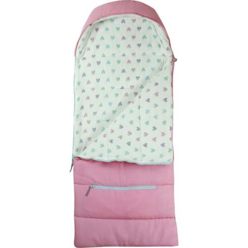 Little Kid's Sleep-N-Pack Sleepbag - Cosmos Pink And Glow In The Dark Hearts