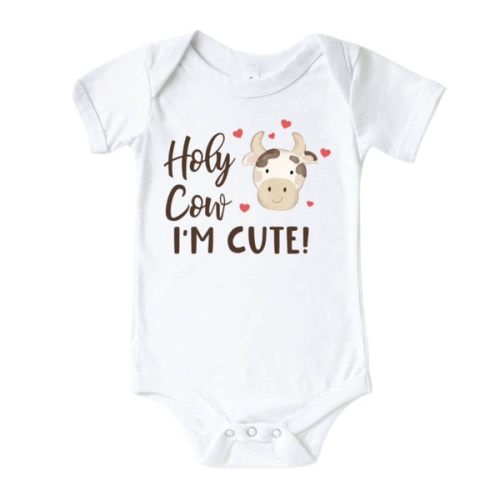 Holy Cow I'm Cute Graphic Bodysuit | White