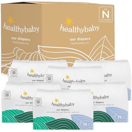 Our Diapers | EWG Verified Safe & Plant-Based Diapers | Leak Protection | Soft Organic Cotton Shell | Chlorine-Free Diaper for Sensitive Skin | Size Newborn (<10 lbs) 32 Count