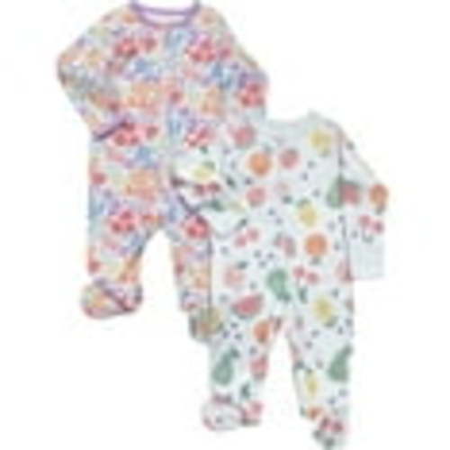 Wonder Nation Baby Gender Neutral Zip Front Footed Sleep N Play Pajamas, 2-Pack, Sizes Preemie-6/9 Months