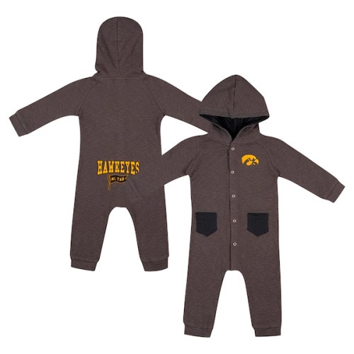 Iowa Hawkeyes Colosseum Newborn & Infant Zando-Zan Waffle Full-Snap Hooded Romper - Charcoal