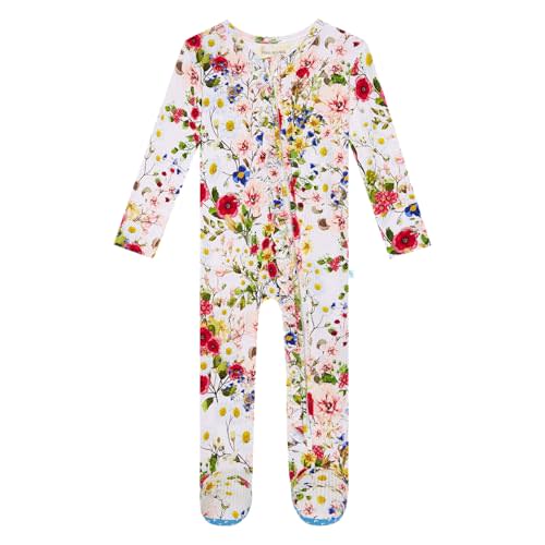 Posh Peanut Footie Pajamas for Baby Girls – Sleepers in Viscose from Bamboo with 2-Way Zipper & Ruffle Trim