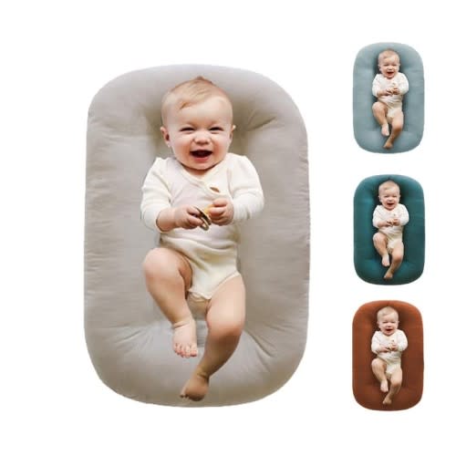 Baby Lounger Play Mat,Baby Lounger for Newborn Tummy Time for Babies in Flat Surface,0° Angle Newborn Loungers Babies Nest for Boys & Girls 0-12 Months(English Apricot)