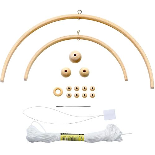 Tatuo Nursery Mobile Crib Bed Bell Ceiling Wooden Wind Chime Hanging DIY Wooden Frame Ornaments Handmade Kit for Infant Toys Nursing Accessories Nurse Charms (Semi-Circular)