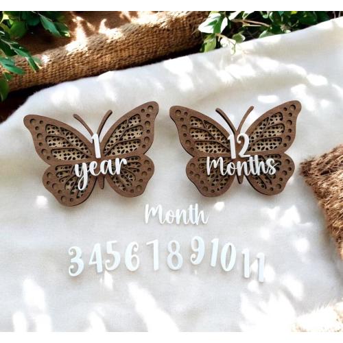 Rattan Butterfly Milestone Marker Boho Butterfly Milestone Disc Butterfly Boho Theme Photo Props Personalized Butterfly Name Sign