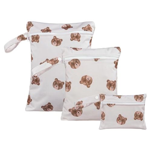 3 Set Wet Bag Storage Bag Zipper Waterproof Washable Travel Bags, Beach, Pool, Gym Bag for Cloth Diaper, Swimsuits & Wet Clothes(HF01)