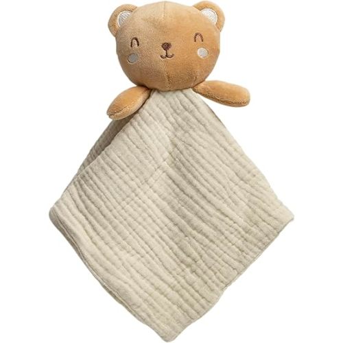Pearhead Baby Security Blanket - Soft Lovey for Infants & Toddlers, Snuggle Toy Stuffed Animal, Cotton Bear Lovie