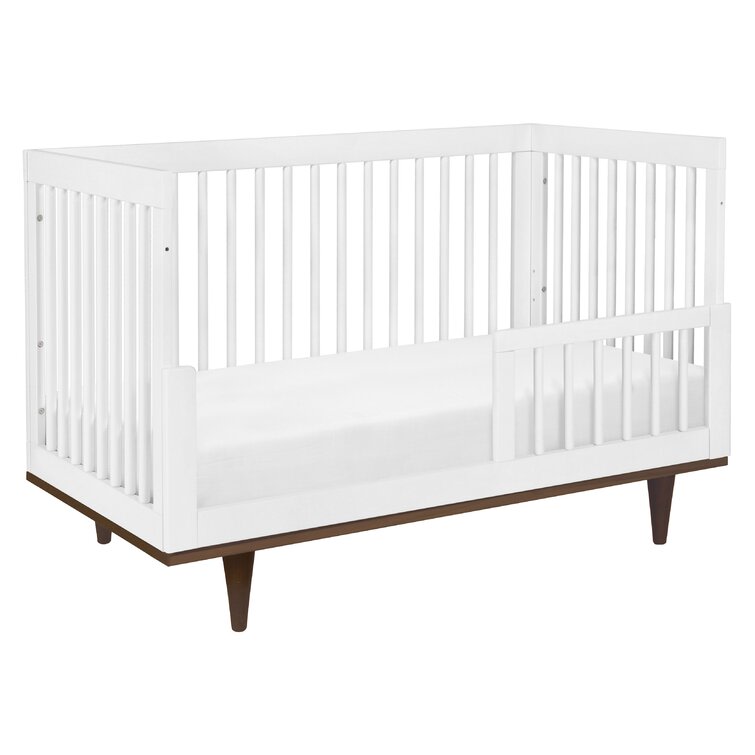 BABYMOD Marley 3-in-1 Convertible Crib - White/Walnut