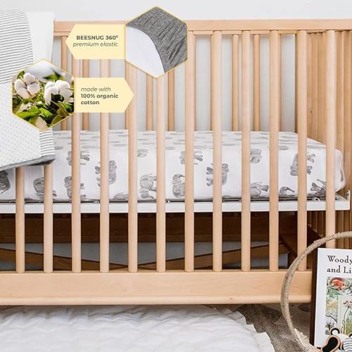 Burt's Bees Baby Essential Organic Cotton Fitted Crib Sheet, Breathable for Boy Girl Standard Crib & Toddler Mattresses