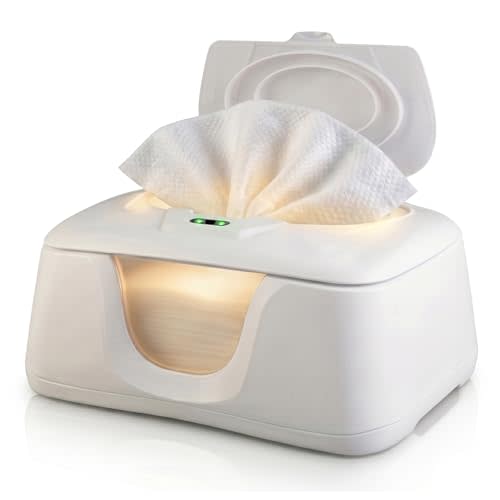 GOGO Pure Wet Wipe Warmer | Dispenser for Baby, Make Up, Adult Care - Auto Off Lights for Nighttime Changes, Dual Heat for Comfort, Top Heating, Moisture Lock Silicone and Large Capacity- Amazon only