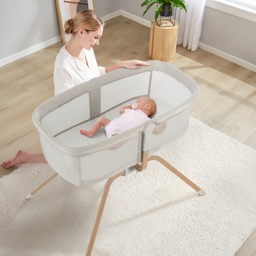 Comomy 3 IN 1 Baby Bassinet for Infant, Portable Travel Rocking Bassinet Bedside Crib, Side to Side Manual Rocking Motion Bassinet, 0-8 Months