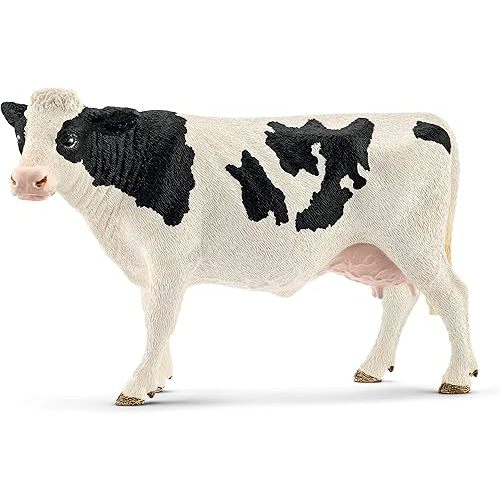 Schleich Farm World, Farm Animal Toys for Kids Ages 3 and Above, Black and White Holstein Cow Toy Figure