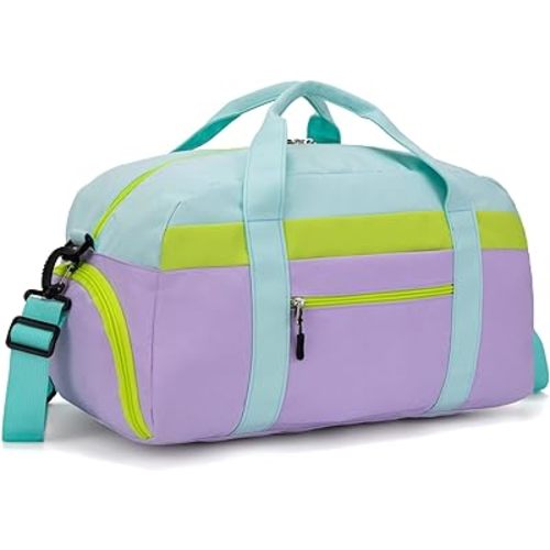 HawLander Kids Duffle Bag for Boys or Girls, Fit School Practice, or Overnight Travel (Light Green)
