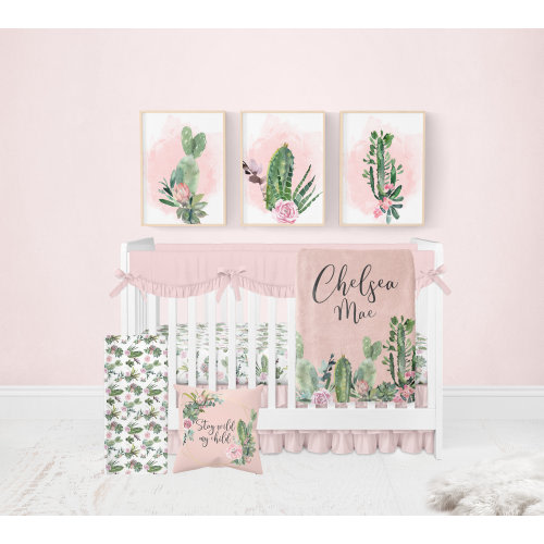 Cactus Crib Bedding Set, Cactus Nursery Bedding, Boho Crib Bedding, Girl Nursery Bedding, Cactus Crib Sheet, Boho Baby, Floral Crib Bedding