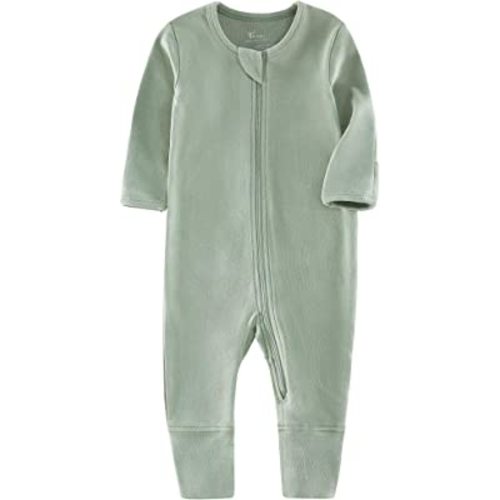 O2 BABY Organic Cotton Baby Footless Pajamas, Zip Front Baby Boys Girls Romper, Long Sleeve Sleep and Play