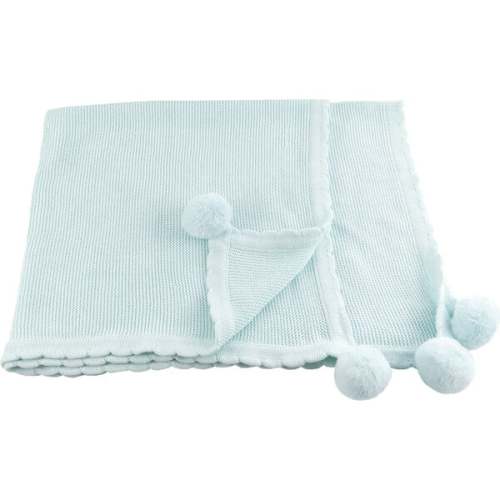 Pom Pom Blanket, Blue - MON AMI | Maisonette