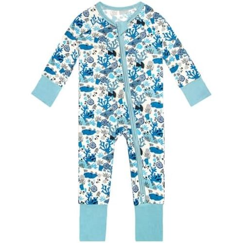 Rayon of Bamboo Pajamas Rompers 2 Way Zipper Long Sleeve Footless Rompers