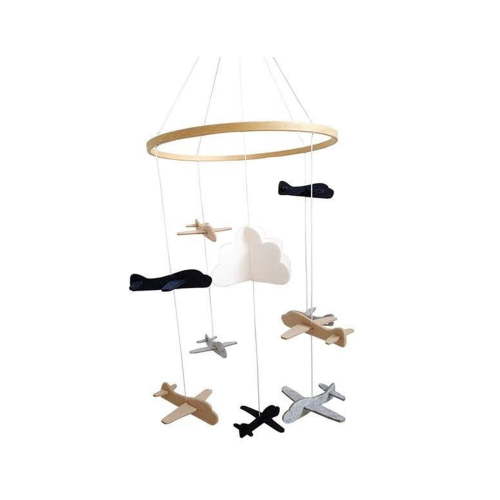 CCOCC Wind Chimes,Adorable Felt Wind Chime Crib Mobile,Safe Non-Irritating Fabric Handcrafted Long-lasting Details Mobile for Crib,Airplane,7.8*7.8In