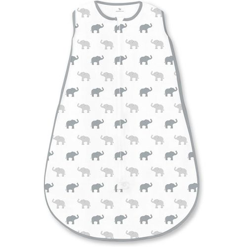 Amazing Baby Cotton Sleeping Sack, Wearable Blanket with 2-way Zipper, Sterling Tiny Elephants, Medium (6-12 mo)