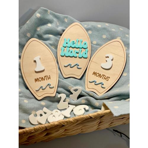 Surfboard Milestone, Beach theme Milestone, Surfboard Announcement, Ocean Milestone, Wave Milestone