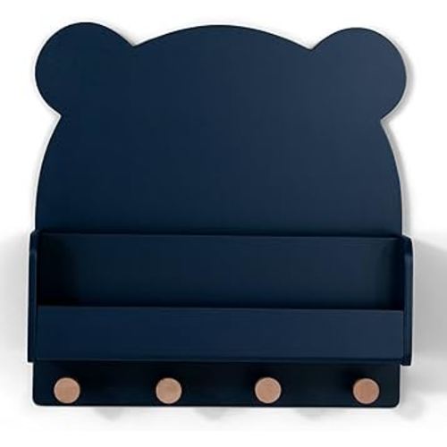 babyGap by Delta Children Brannan Bear Wall Shelf with 4 Hooks, Navy