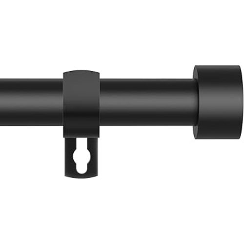 Black Curtain Rods for Windows 28 to 48 Inch,5/8 Inch Diameter Heavy Duty Metal Stainless Steel Drapery Rods with Brackets,Modern Curtain Rod with Simple End Caps