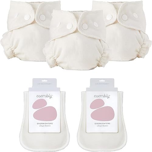 Esembly Nighttime Diapering Bundle | Cloth Diaper Inners (3-Pack) and Overnighters (4-Pack)
