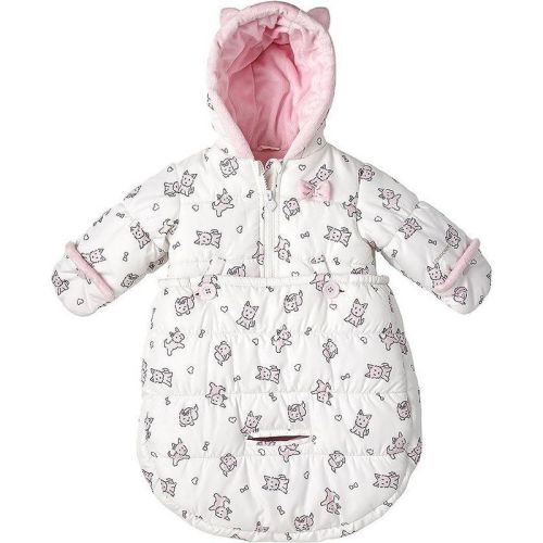 LONDON FOG Newborn Baby Girl and Boy Puffer Carbag Pram Snowsuit, Gray, 0/6 Months