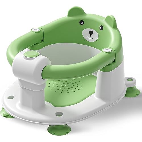 Baby Bath Seat for Babies 6 Months & Up, Toddler Bath Seats for Babies Sitting Up, Non-Slip Infant Bath Tub Chair with Suction Cups & Soft Cushion for Shower, Compact Toddler Bathtub Seat, Green