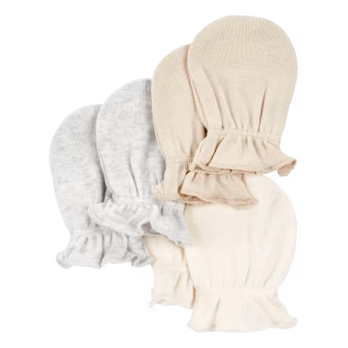 Baby 3-Pack Mitts - Ivory/Heather
