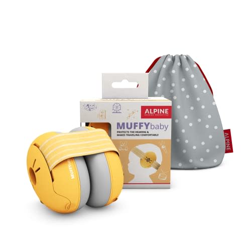 Alpine Muffy Baby Ear Protection for Babies and Toddlers up to 36 Months - CE & ANSI Certified - Noise Reduction Earmuffs - Comfortable Baby Headphones Against Hearing Damage & Improves Sleep - Yellow