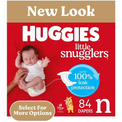 Huggies Little Snugglers Baby Diapers, Size Newborn (up to 10 lbs), 84 Ct (Select for More)