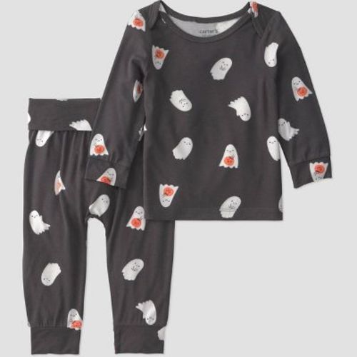 Carter's Just One You® Baby 2pc Halloween Ghosts Comfy Soft Top & Bottom Set - Black Newborn