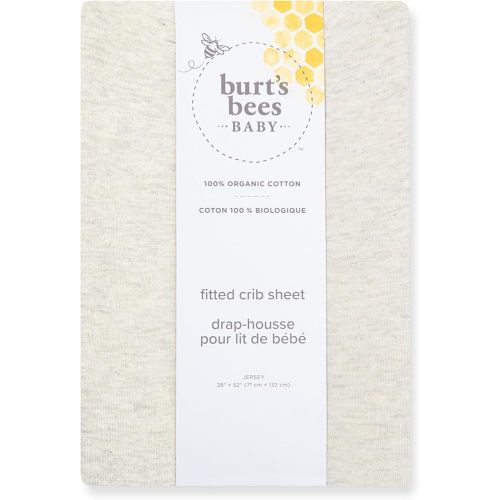 Burt's Bees Baby Essential Organic Cotton Fitted Crib Sheet, Breathable for Boy Girl Standard Crib & Toddler Mattresses