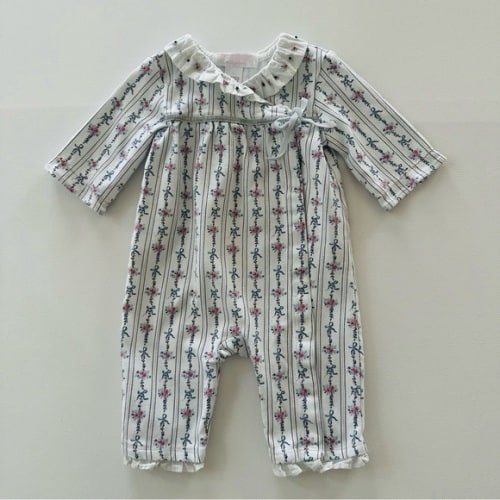 Janie and Jack 0-3 Months Baby Girl Floral Romper White Ruffle