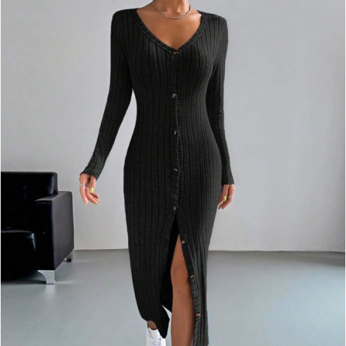 SHEIN EZwear Spring DressRibbed Knit Button Front Bodycon Dress | SHEIN USA