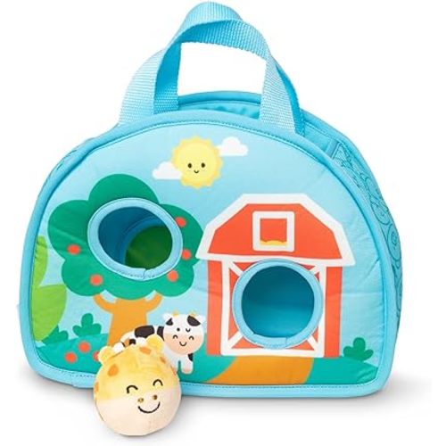 Melissa & Doug Rollables Take-Along Tote with Giraffe Infant and Toddler Toy (2 Pieces)