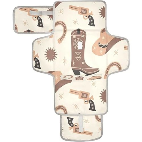 Western Pattern Boho Print Baby Portable Changing Pads America Tribal Cowboy Newborn Diaper Changing Mat Reusable Diaper Changing Station for Baby Toddlers Girls Boys Shower Gifts