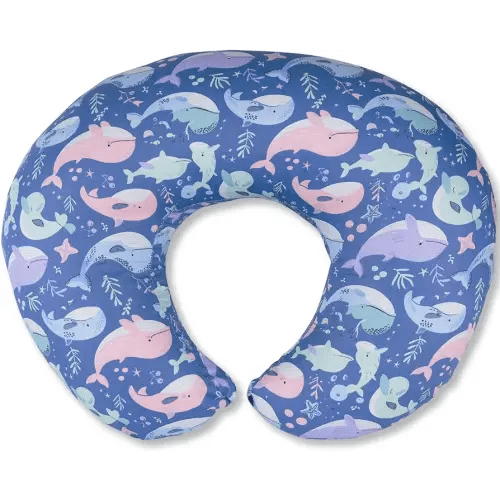 Nursing Pillow, Breastfeeding Pillows with Standard Size Removable Cover, Breast Feeding Pillow with Breathable Filling, Ergonomic Nursing Essentials for Bottle and Breastfeeding- Whale