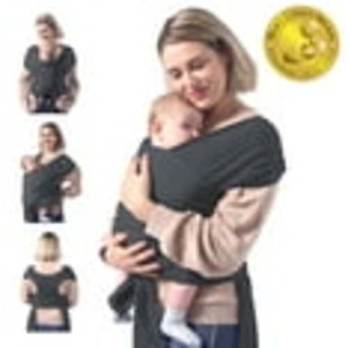 Momcozy Ergonomic Baby Wrap Carrier, Adjustable for Newborn to Toddler up to 35 lbs, Deep Grey