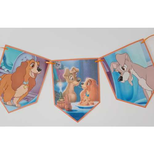 Lady and the Tramp book banner, Disney Birthday Banner, Disney Room Decor, Lady and the Tramp Book Bunting, Disney Birthday Party, Nursery