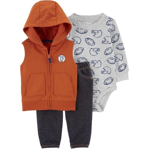 Carter's Baby Boys 3 Piece Little Jacket Set (Polar Bear) - 6 Months - Orange/Navy/Grey