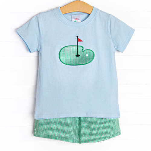 Hole In One Applique Short Set, Blue – Stitchy Fish
