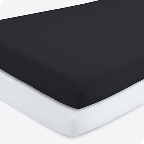Bare Home 2-Pack Fitted Crib Sheets - Premium 1800 Ultra-Soft Microfiber - Breathable - Baby Sheet - for Boys & Girls - Fits Standard Crib and Toddler Mattresses (Black/White)
