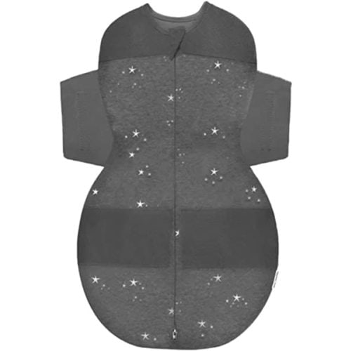 Happiest Baby SNOO Sleep Sack - 100% Organic Cotton Baby Swaddle Blanket - Doctor Designed Promotes Healthy Hip Development (Charcoal Stars, Medium)