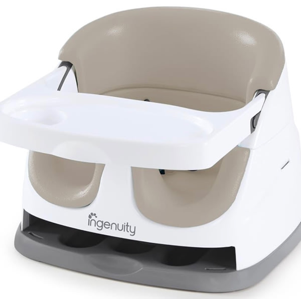 Ingenuity Baby Base 2-in-1 Booster Feeding and Floor Seat with Self-Storing Tray - Cashmere