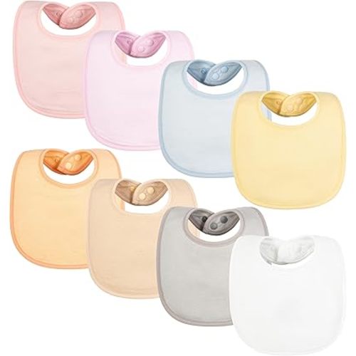 Tiny Twinkle Baby Feeding Bibs 8 Pack - Waterproof and Absorbent Infant Drool and Feeding Baby Bibs