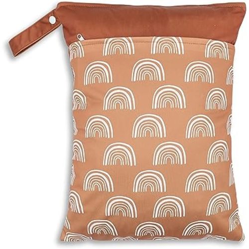 Wet Dry Bags for Baby Cloth Diapers & Breast Pump Parts, Waterproof Reusable Wet Bag with Two Zippered Pockets & Handle, Beach Pool Gym Bag Stroller Yoga Toiletries Daycare Organizer