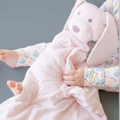 Pink Mini-Stripe Dog Lovey + Paci clip holder