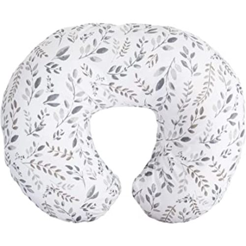 Boppy Original Nursing Support, Gray Taupe Leaves, Ergonomic Breastfeeding, Bottle Feeding, and Bonding, Firm Hypoallergenic Fiber Fill, Removable Cover, Machine Washable, FKA Boppy Nursing Pillow